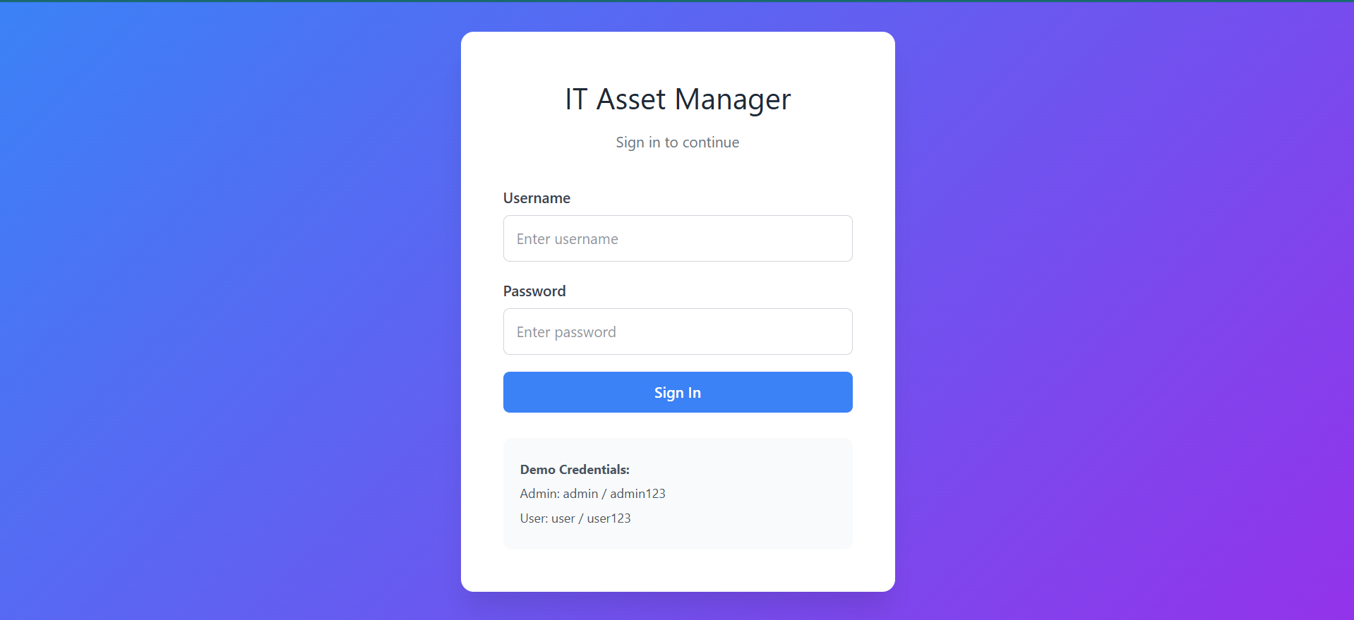 IT Asset Management System mockup